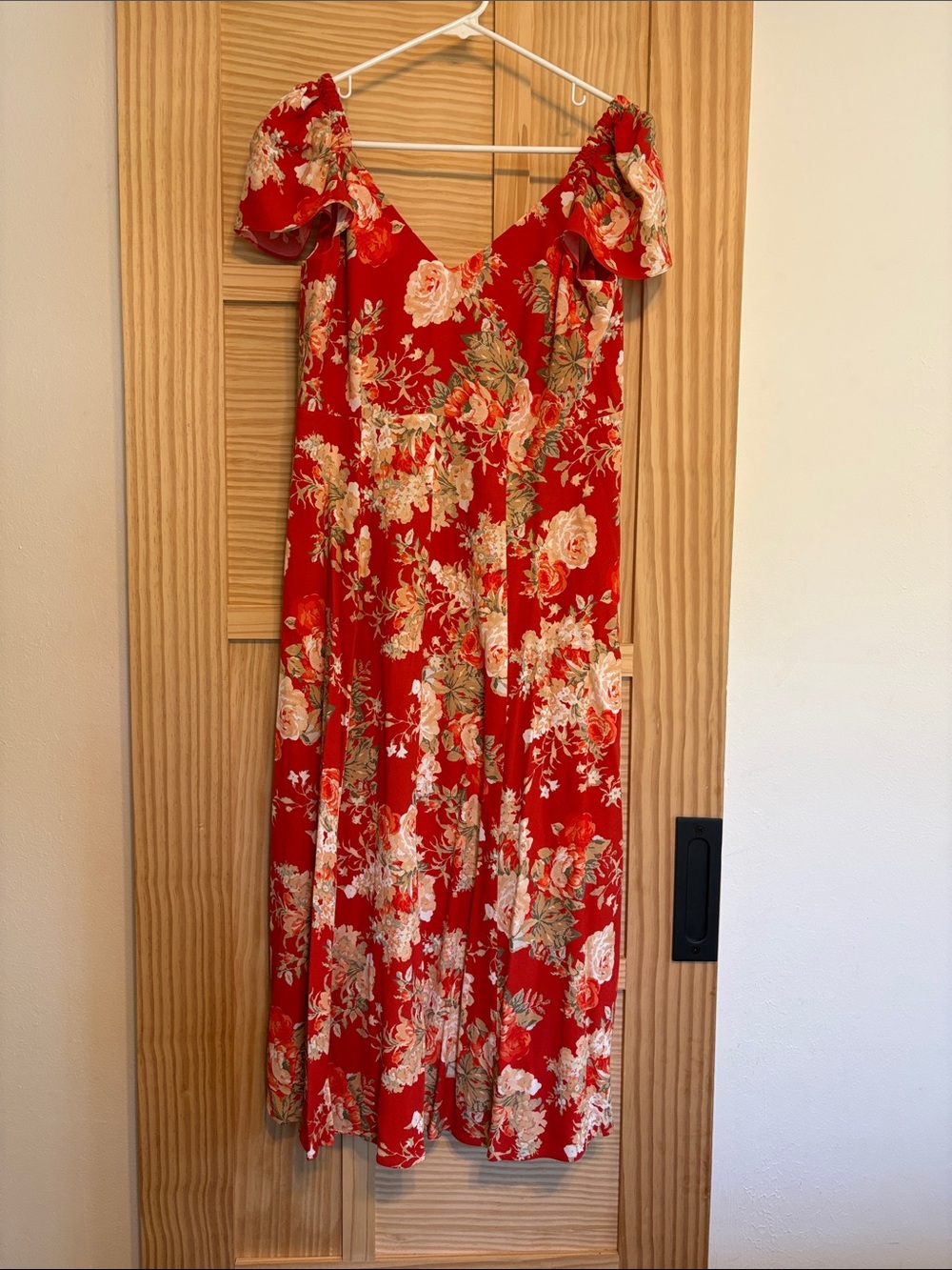 Sézane Floral Red Midi Dress